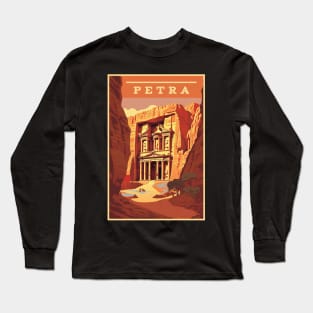 Petra, Jordan, Travel Poster Long Sleeve T-Shirt